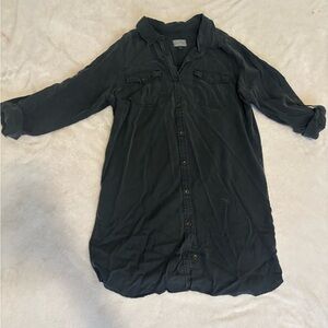 Gray Button-Up Shirt Dress